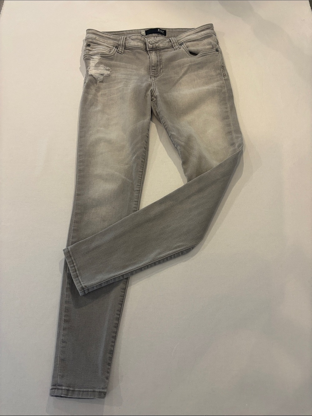 Kut from the Kloth MIA Light Gray Wash Distressed Skinny Jeans. Petite 4